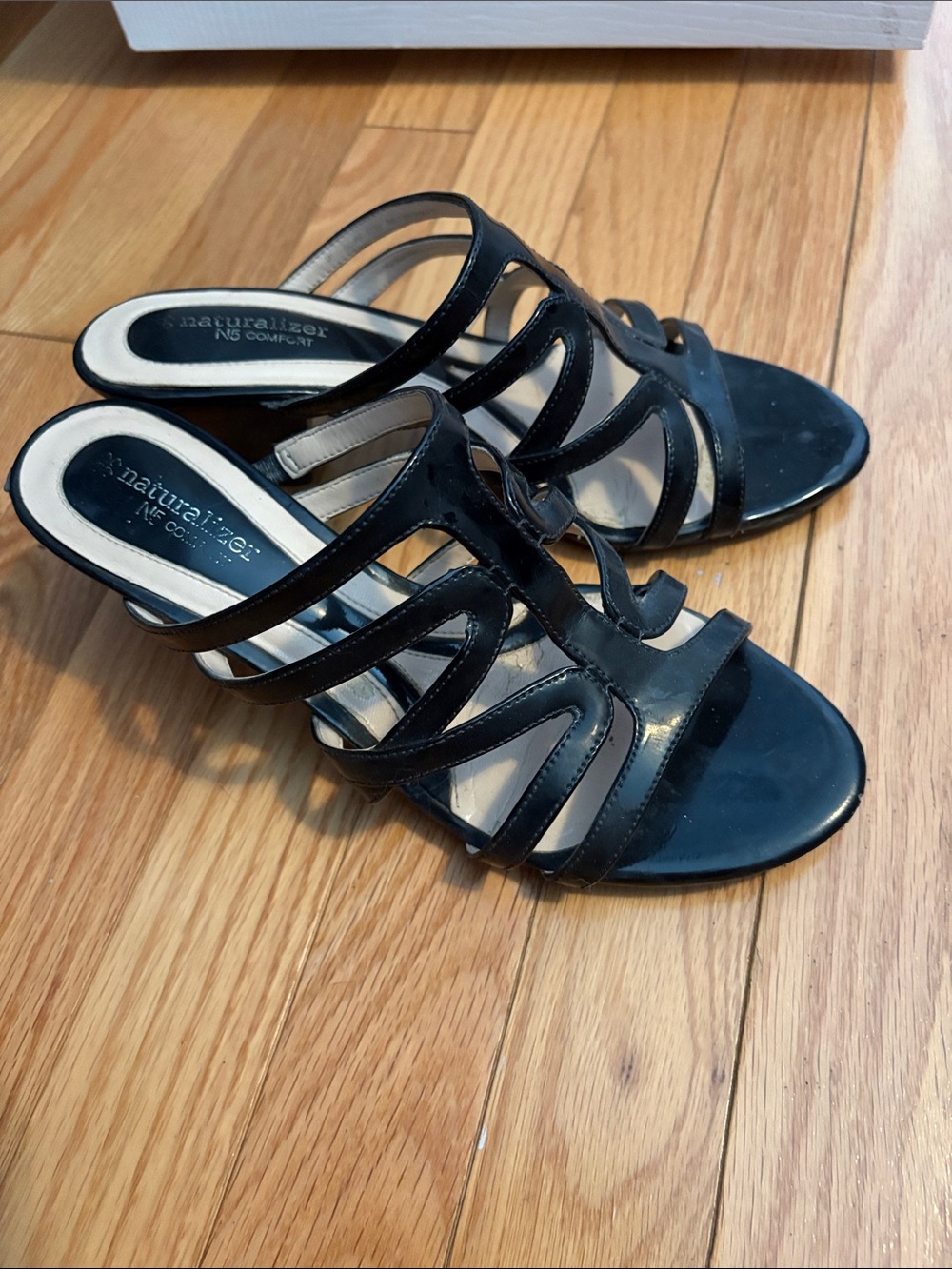 Naturalizer Black Multi-Strap Open-Toe Mules
